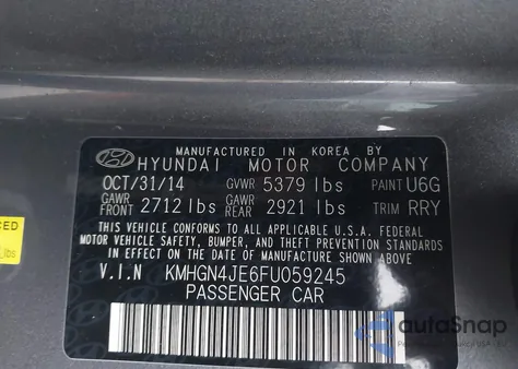 2015 Hyundai Genesis 3.8 из США, поврежденный, VIN KMHGN4JE6FU059245